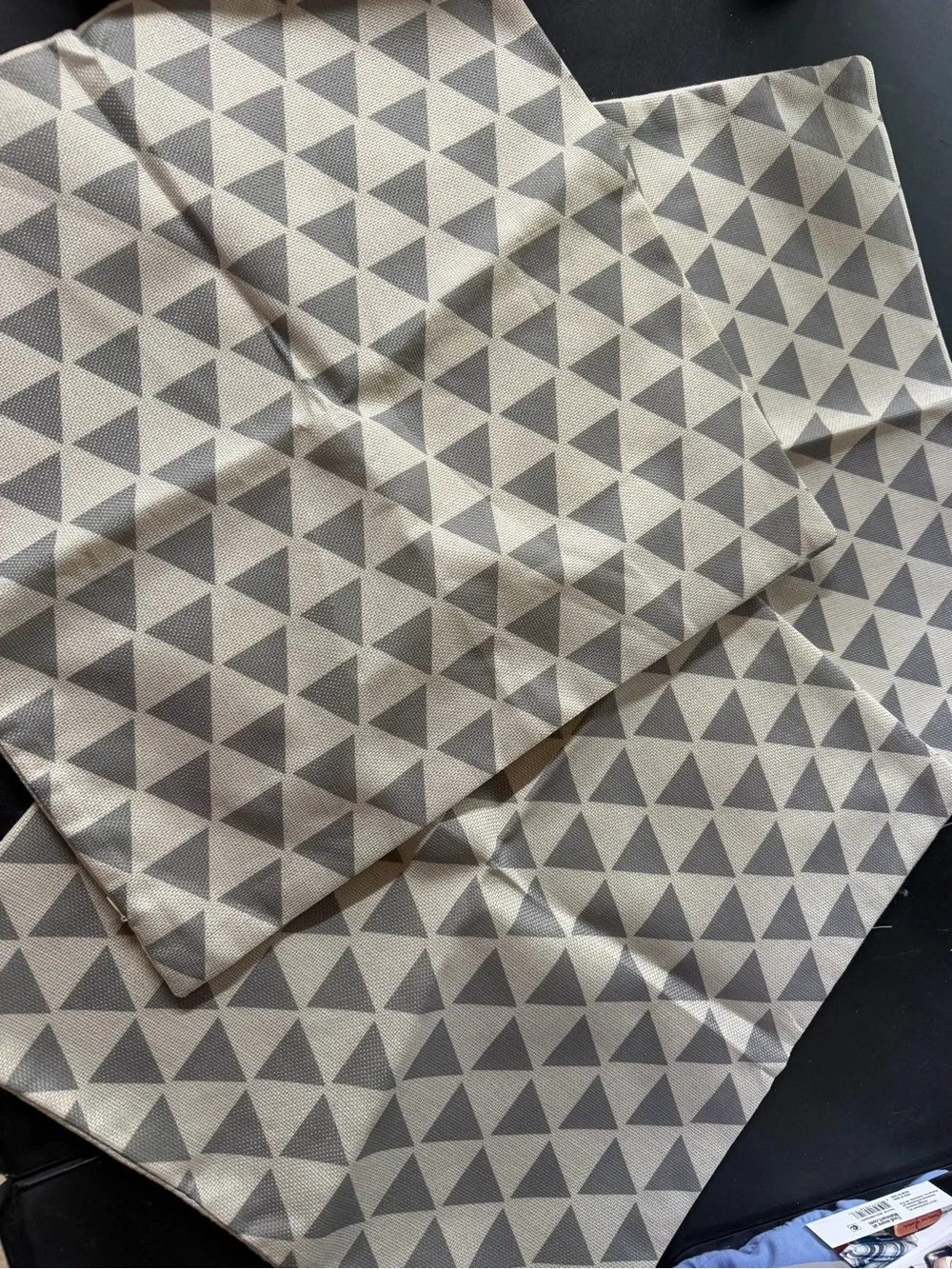 (Sale $5) 3 pc Geometric Triangle Pattern pillow cover Set in Cream and Gray